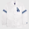 Los Angeles Dodgers White Varsity Satin Full-Snap Jacket