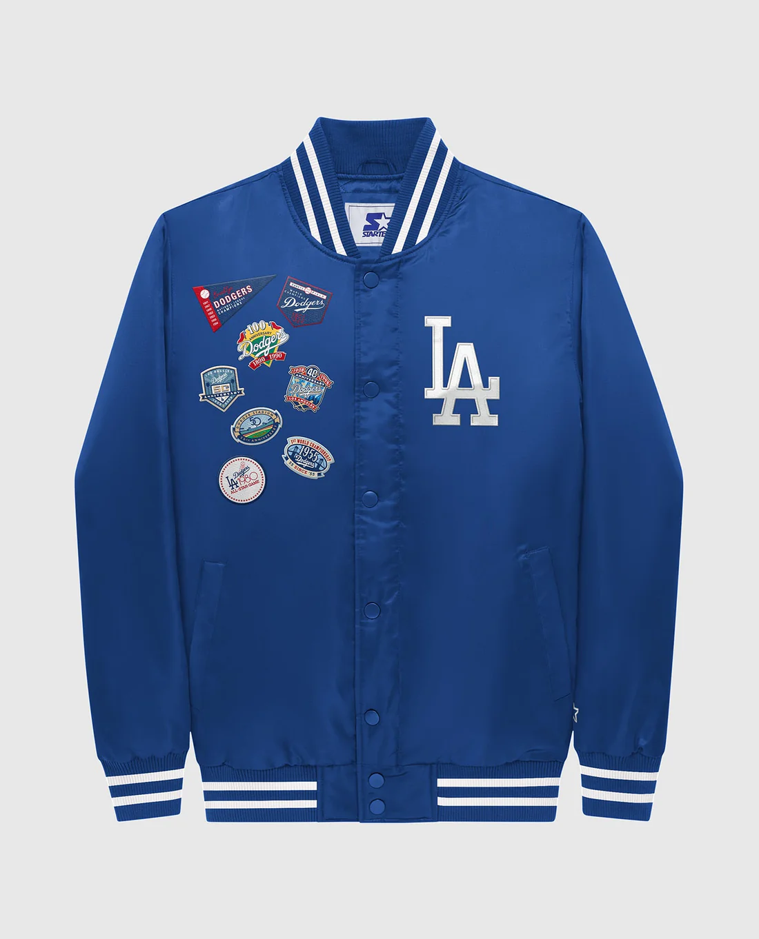 Men's Mitchell & Ness Royal/Gray Los Angeles Dodgers Big Tall Coaches Satin Full-Snap Jacket