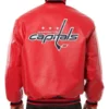 Washington Capitals Bomber Red Leather Jacket