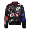 NFL Collage Vegan Leather Black Jacket