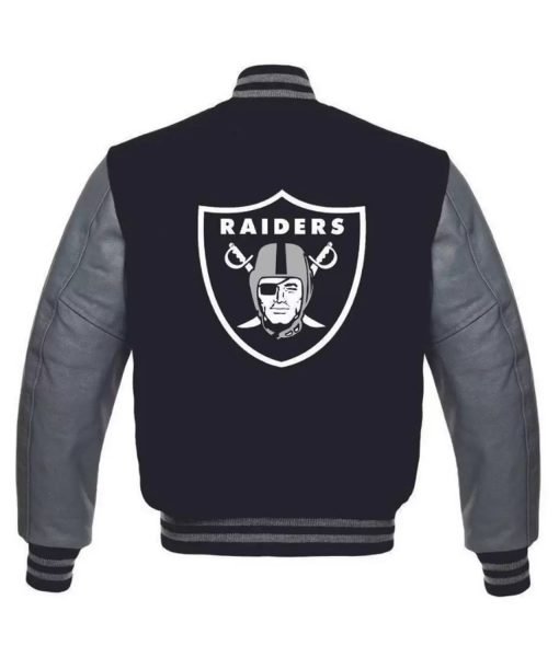 Las Vegas Raiders Letterman Black and Grey Jacket