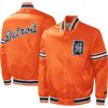 Men's Detroit Tigers Starter Orange Slider Satin Full-Snap Varsity Jacket