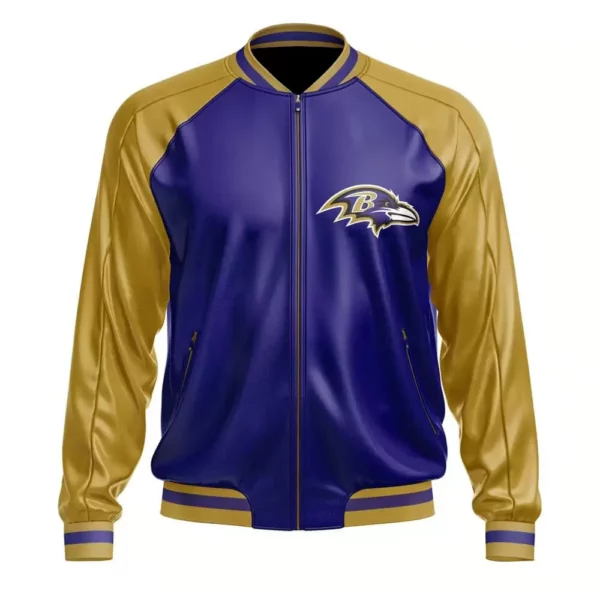 Baltimore Ravens NFL Leather Bomber Jacket