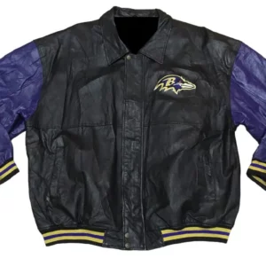 Black Purple NFL Baltimore Ravens Leather Jacket