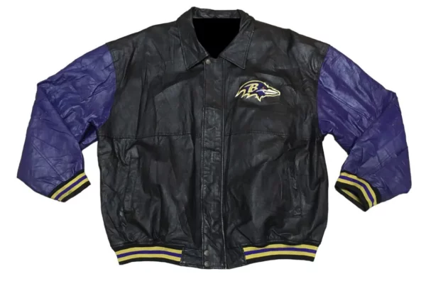 Black Purple NFL Baltimore Ravens Leather Jacket