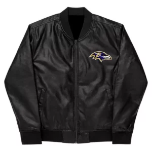 NFL Baltimore Ravens Black Leather Varsity Jacket