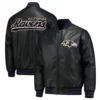 Baltimore Ravens Black Leather Bomber Jacket