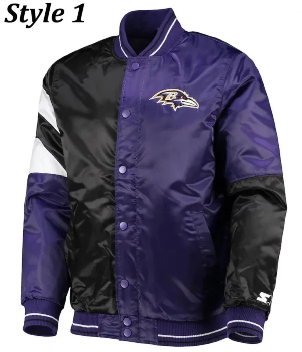 Varsity Baltimore Ravens Full-Snap Satin Jacket