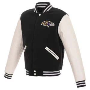 Baltimore Ravens Black and White Varsity Jacket