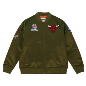 Chicago Bulls Flight Green Satin Jacket