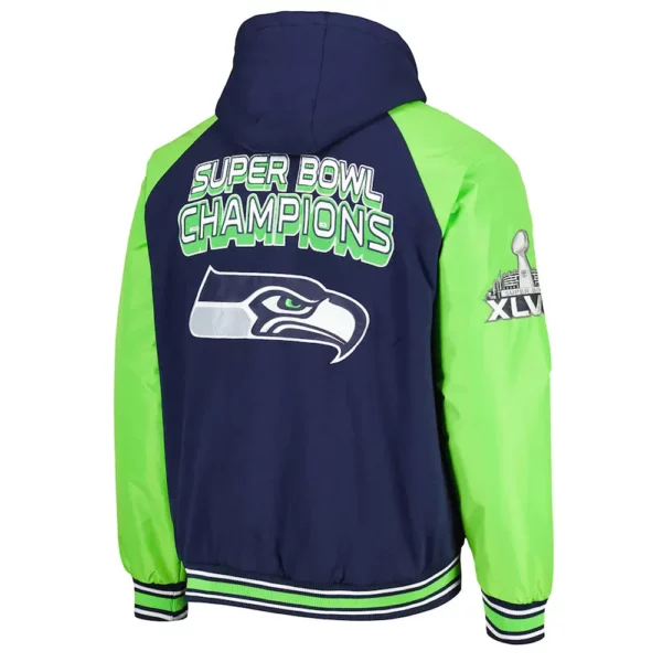 Seattle Seahawks College Defender Navy Hooded Varsity Jacket