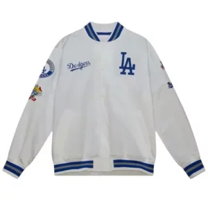 Los Angeles Dodgers City Collection White Varsity Satin Jacket
