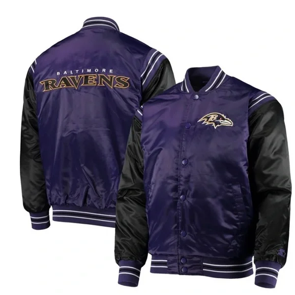 Baltimore Ravens Starter Enforcer Satin Varsity Jacket