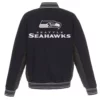 Seattle Seahawks Black and Gray Varsity Wool Jacket