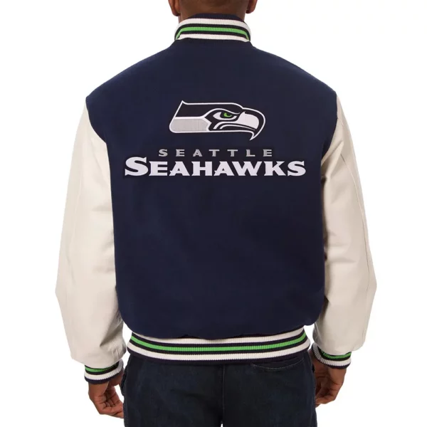 Varsity Seattle Seahawks Blue and White Two-Tone Jacket