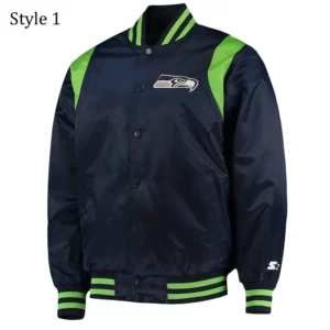 College Seattle Seahawks Prime Time Navy Blue Satin Jacket