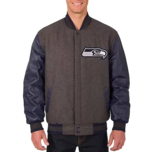 Seattle Seahawks Charcoal and Navy Varsity Jacket