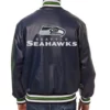Varsity Seattle Seahawks Navy Blue Leather Jacket
