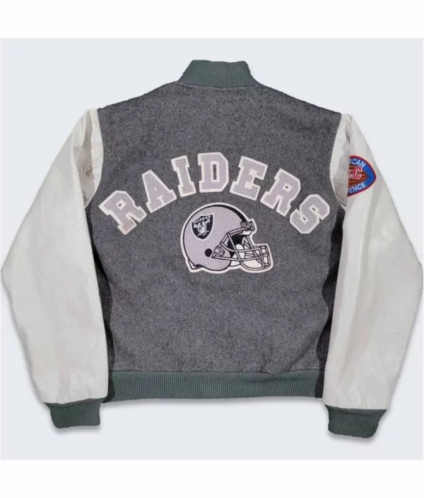 80’s LA Raiders Varsity Gray and Cream Jacket