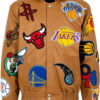 Brown NBA Team Collage Jeff Hamilton Leather Jacket
