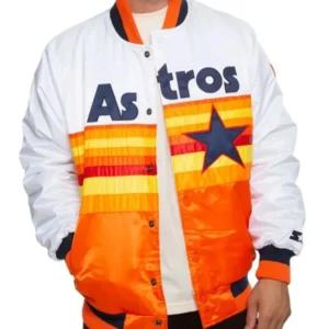 Houston Astros White and Orange Satin Jacket