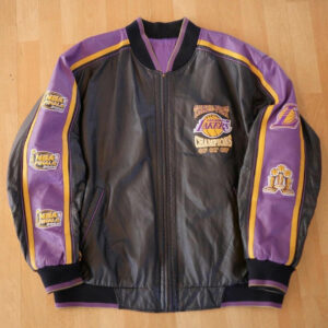 LA Lakers NBA Champions 3-Peat Leather Jacket