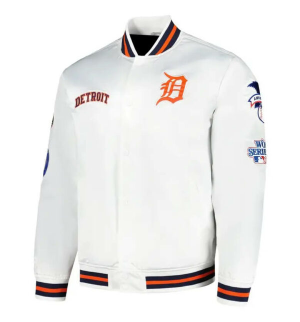 MLB Detroit Tigers White Satin Jacket