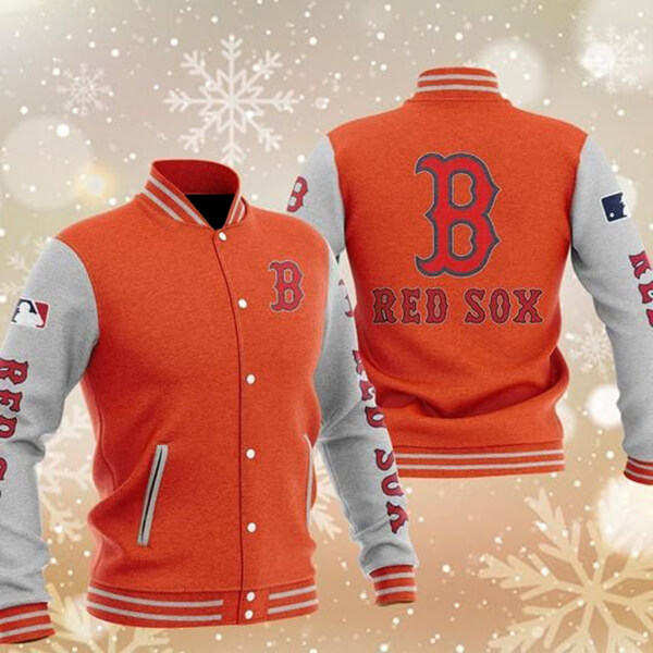 MLB Orange Boston Red Sox Baseball Varsity Jacket