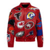 NFL Red Collage Jeff Hamilton Leather Jacket