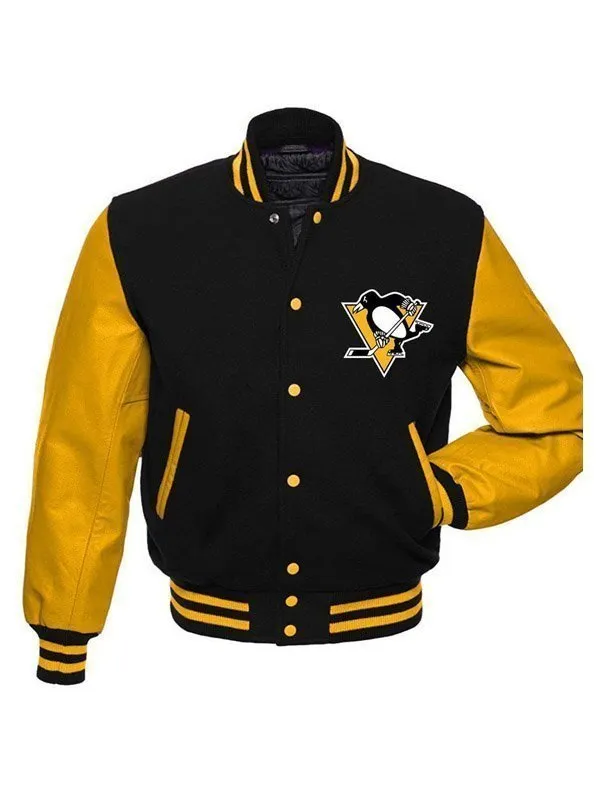 NHL Pittsburgh Penguins Varsity Black and Yellow Jacket