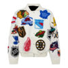 NHL White Collage Jeff Hamilton Leather Jacket