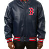 Navy Blue Boston Red Sox Leather Jacket