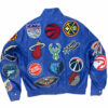 Royal Blue NBA Collage Jeff Hamilton Leather Jacket