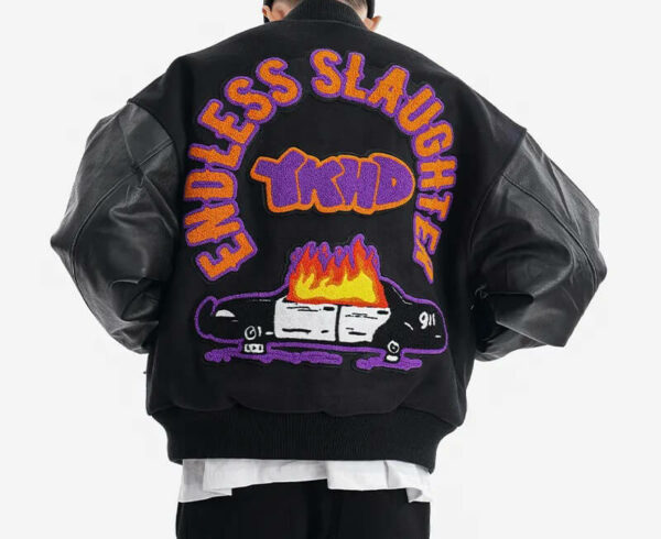 YKHD Endless Slaughter Hip Hop Black Varsity Jacket