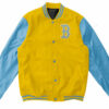 Yellow Blue MLB Boston Red Sox Wool Leather Jacket