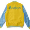 Yellow Blue MLB Boston Red Sox Wool Leather Jacket