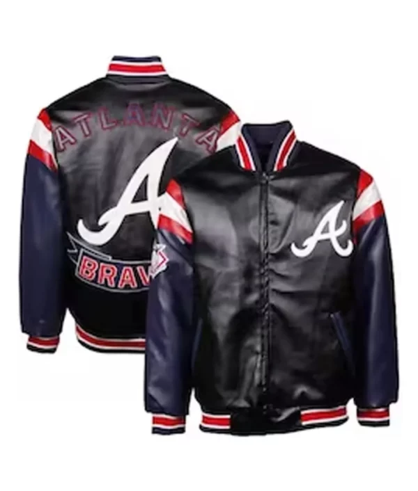Atlanta Braves Navy and Black Varsity Leather Jacket