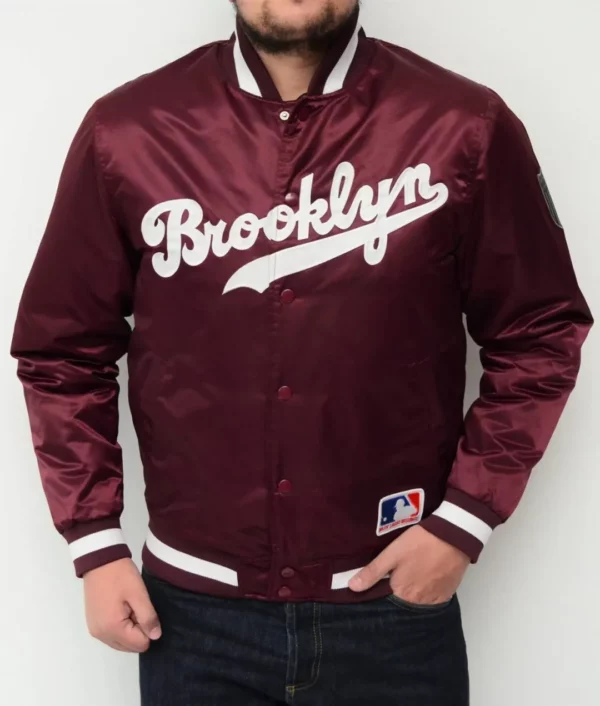 Brooklyn Dodgers Maroon Satin Jacket