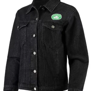 Boston Celtics Patch Black Denim Button-Up Jacket
