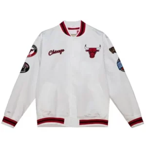 Chicago Bulls City Collection White Varsity Satin Jacket