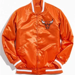 Chicago Bulls Bomber Orange Satin Jacket