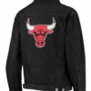 Chicago Bulls Patch Black Denim Button-Up Jacket