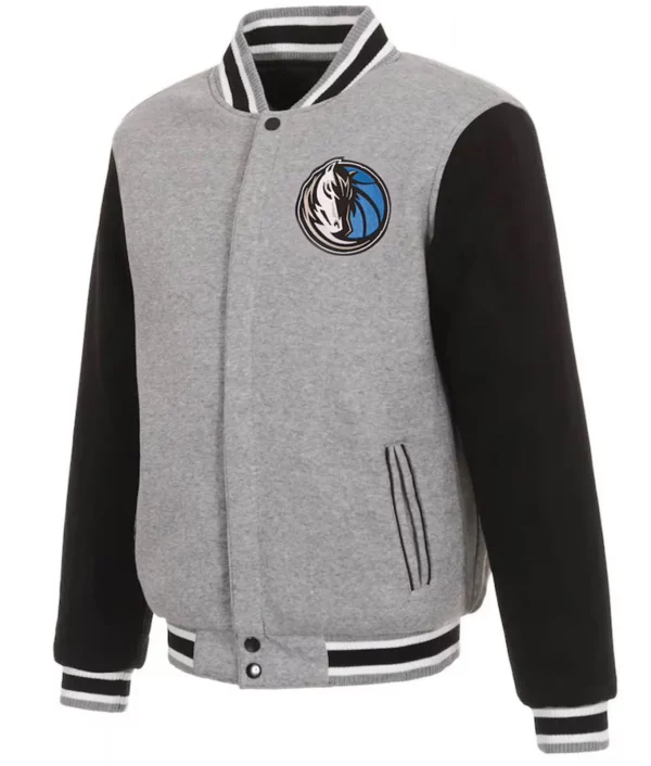 Dallas Mavericks Gray and Black Varsity Wool Jacket