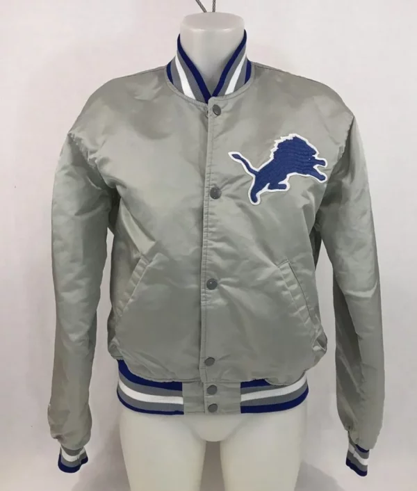 Gray Detroit Lions Satin Jacket