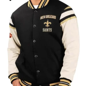 New Orleans Saints Victory Formation Commemorative Full-Snap Black Varsity Jacket