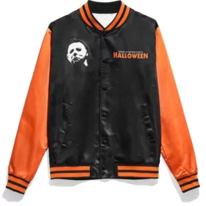 1978 Halloween Black and Orange Varsity Satin Jacket