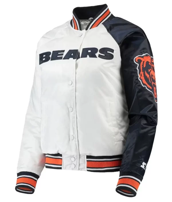 White/Navy Chicago Bears Hometown Satin Jacket