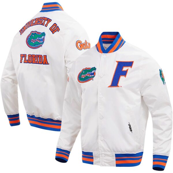 Men's Pro Standard White Florida Gators Classic Satin Full-Snap Jacket