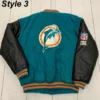 Miami Dolphins Green and Orange Varsity Jacket