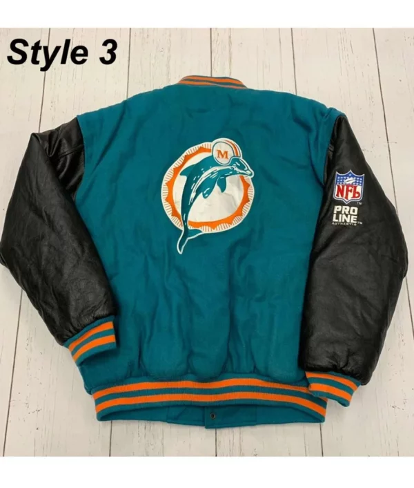 Miami Dolphins Green and Orange Varsity Jacket
